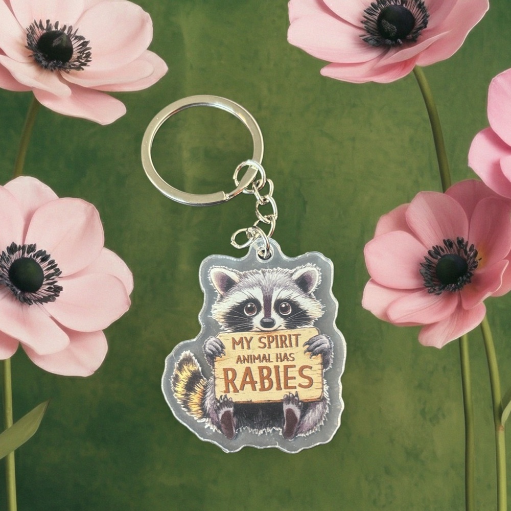 🔥RACCOON EMOTIONAL SUPPORT KEYCHAIN (RABIES)